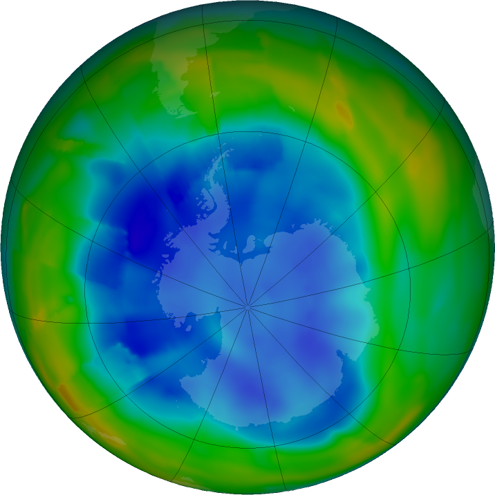 Antarctic ozone map for 18 August 2011